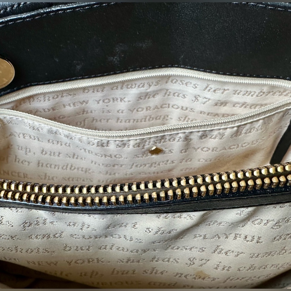 kate spade Black Quilted Leather Chain-HandleShoulder Bag w Storybook lining - Picture 8 of 11